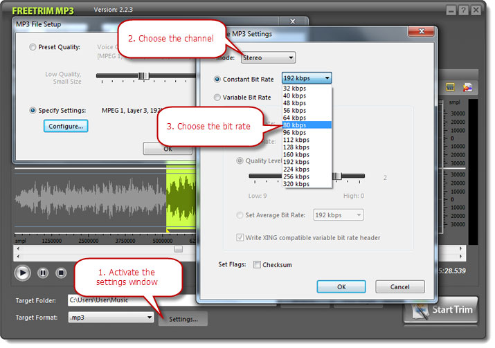 Convert Bit Rate and Channels