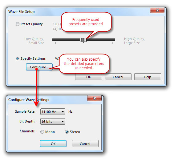 WAV Quality Settings WAV Quality Settings