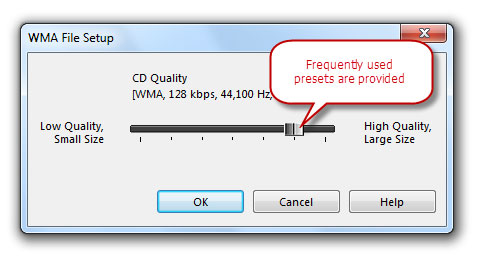 WMA Quality Settings WMA Quality Settings